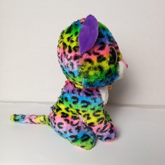 NEW Ty Beanie Boo DOTTY the Rainbow Leopard Medium 9” Plush With Tags - Picture 4 of 9